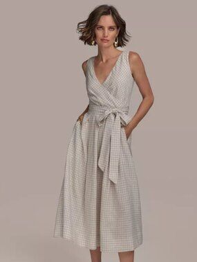 donna karan grey wrap dress Donna Karan Weekend Women's Elbow-Sleeve Collared Polo Dress - Black main image 1